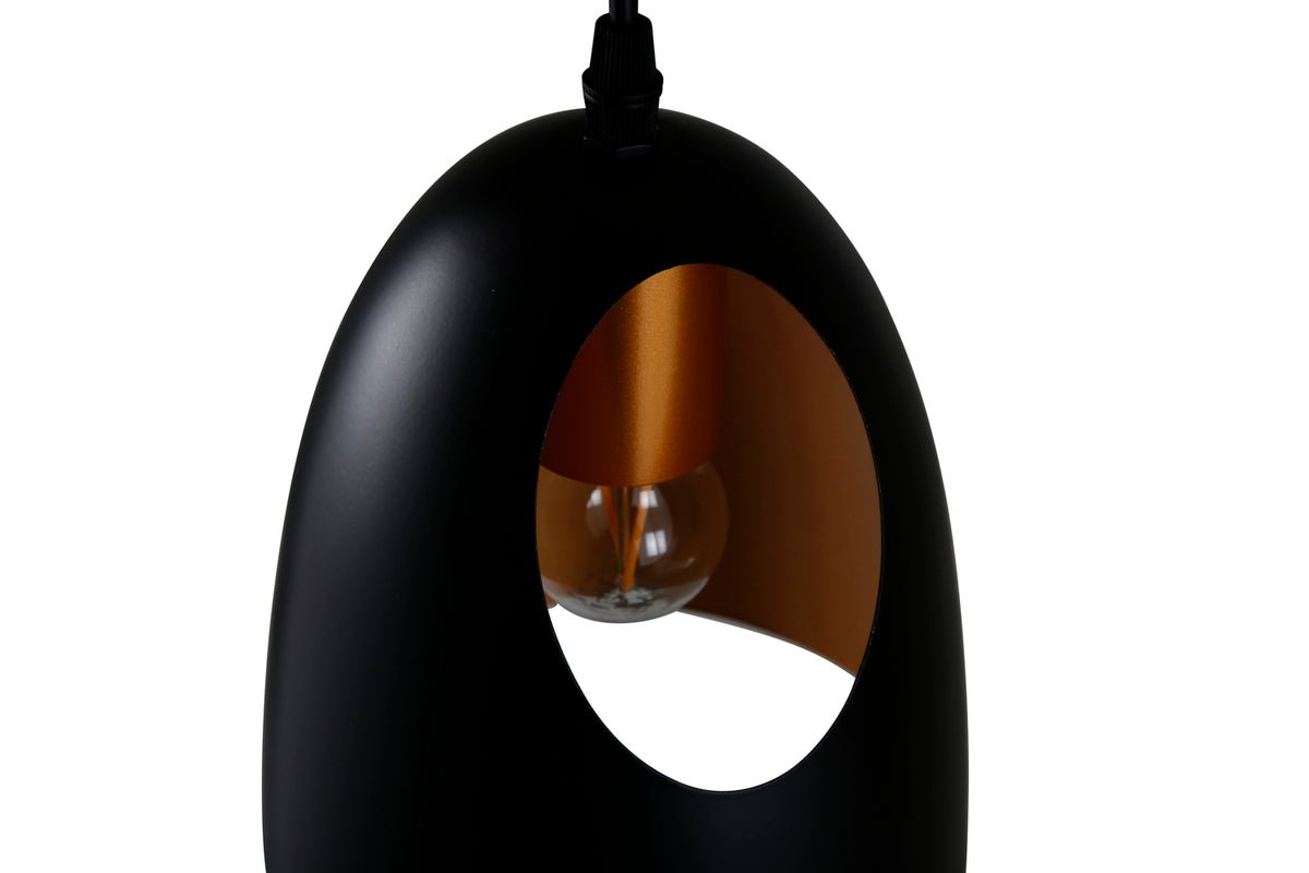 Pendant lamp "Black Beauty" – With elegant copper-colored interior design