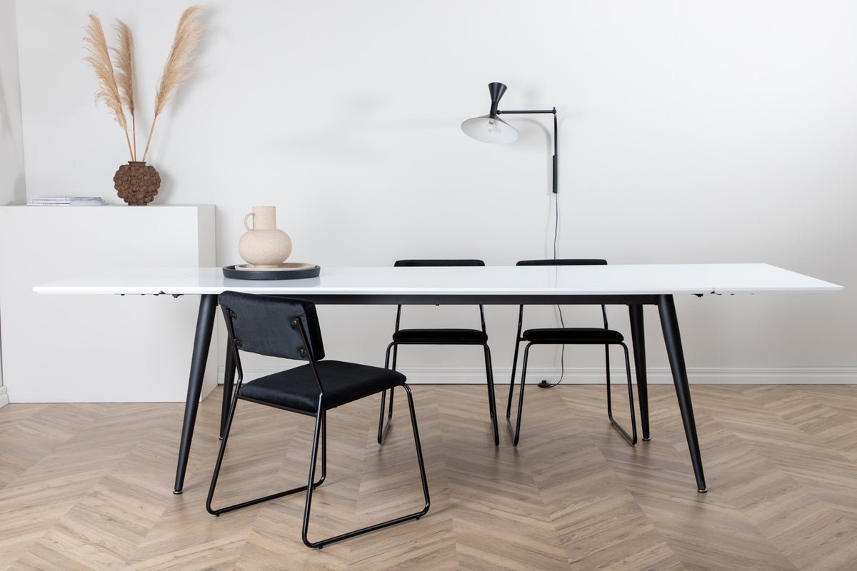 Dining Table Nepal - rectangular dining table with steel legs and white tabletop