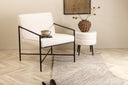 Designer Armchair Lundra – Upholstered Chair in Offwhite with Black Metal Frame
