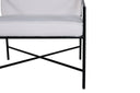 Designer Armchair Lundra – Upholstered Chair in Offwhite with Black Metal Frame