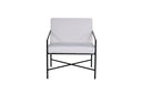 Designer Armchair Lundra – Upholstered Chair in Offwhite with Black Metal Frame