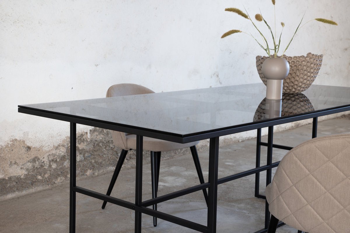 Dining table Life - rectangular dining table in Black made of steel and glass