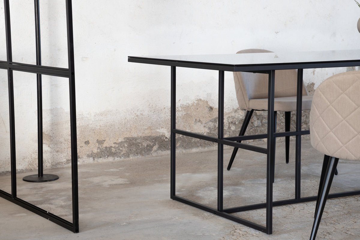Dining table Life - rectangular dining table in Black made of steel and glass