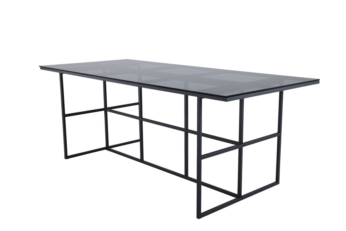 Dining table Life - rectangular dining table in Black made of steel and glass
