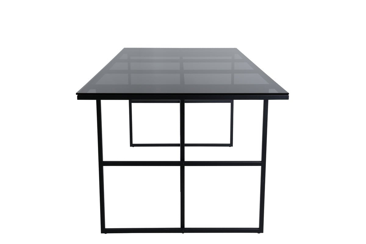 Dining table Life - rectangular dining table in Black made of steel and glass