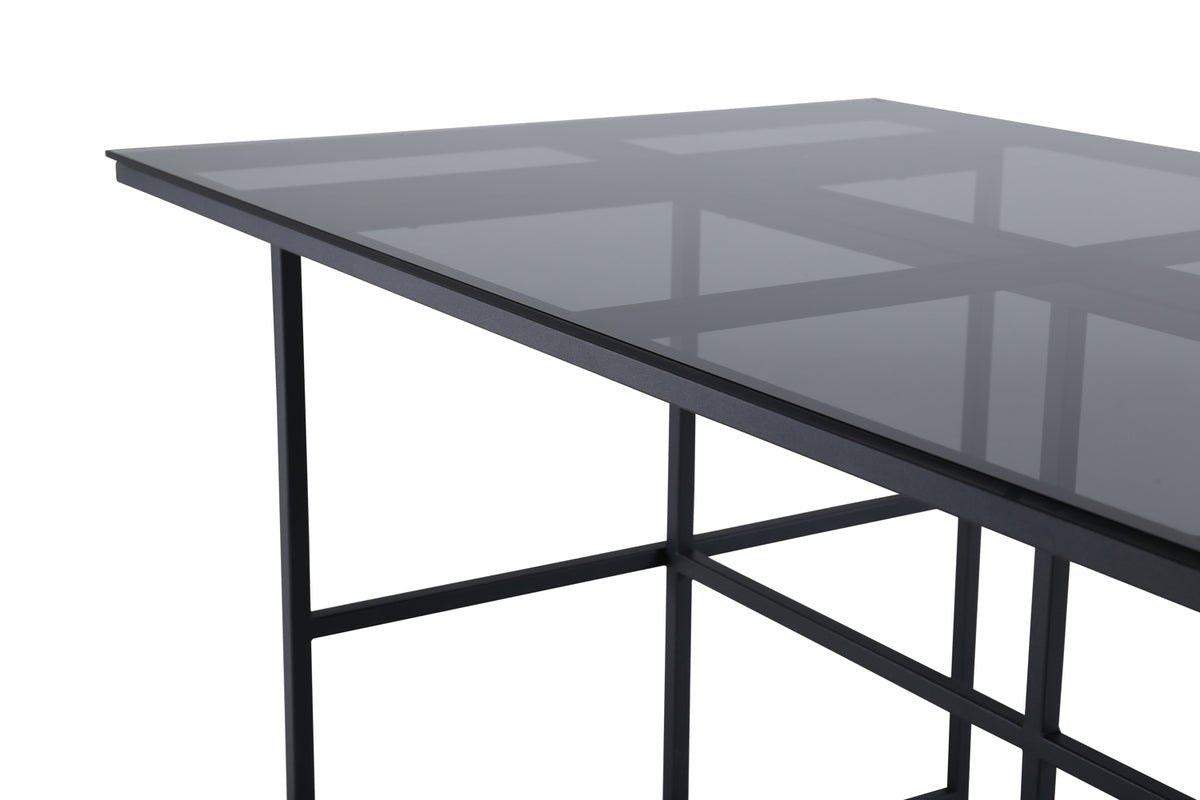 Dining table Life - rectangular dining table in Black made of steel and glass