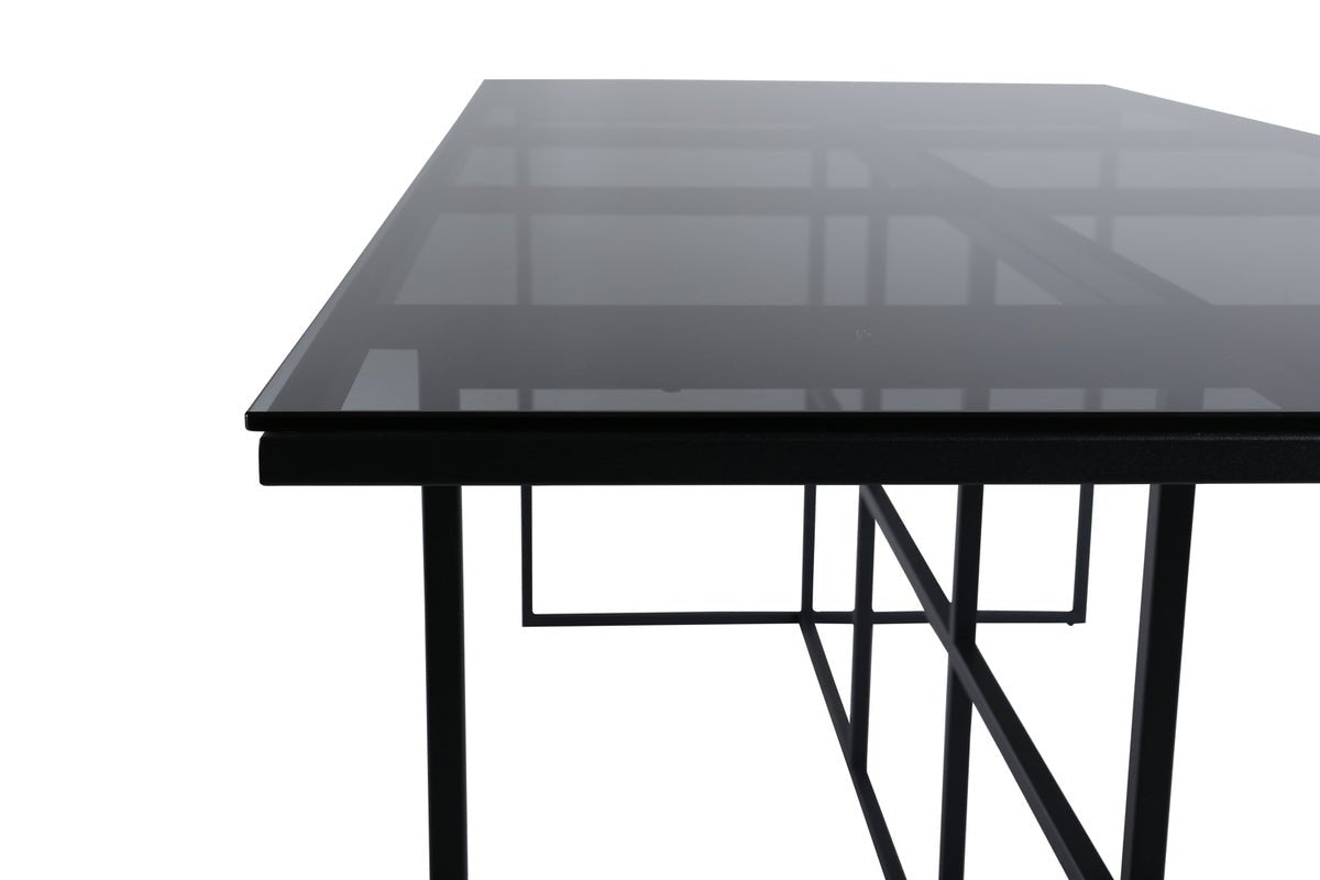 Dining table Life - rectangular dining table in Black made of steel and glass