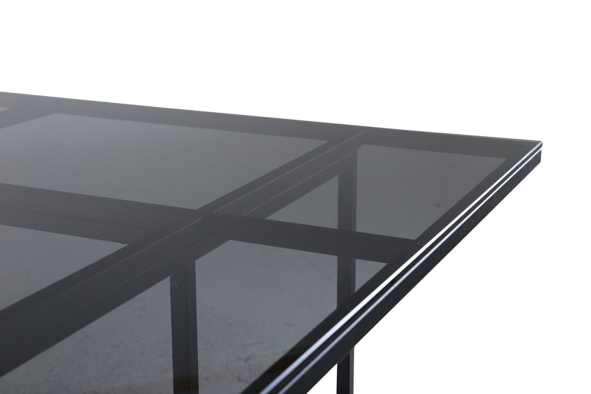 Dining table Life - rectangular dining table in Black made of steel and glass
