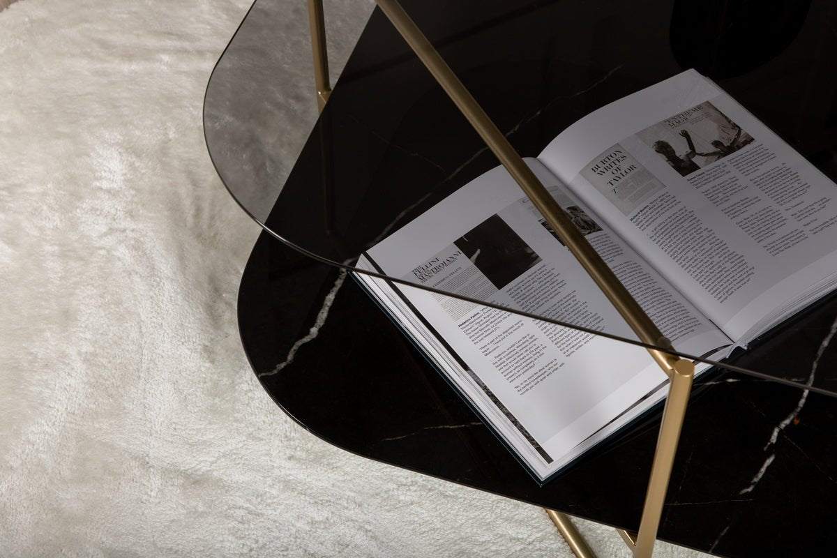 Coffee table Torben - with glass and marble top