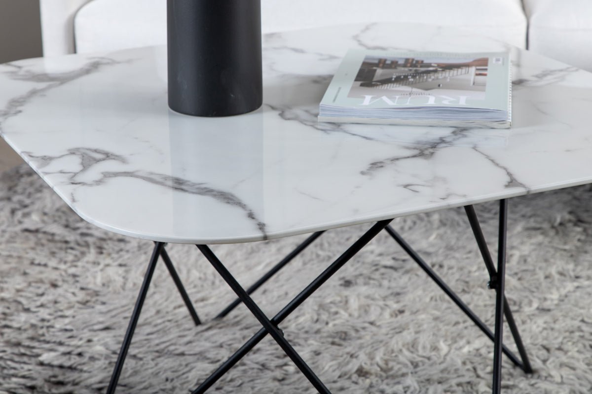Coffee table Tango - with tabletop made of marble glass