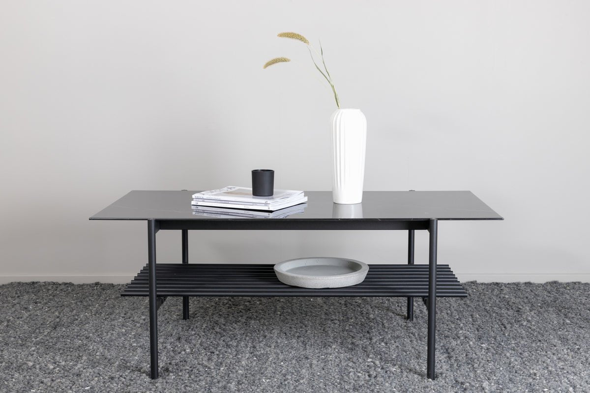 Coffee table Staffan - in black with glass top