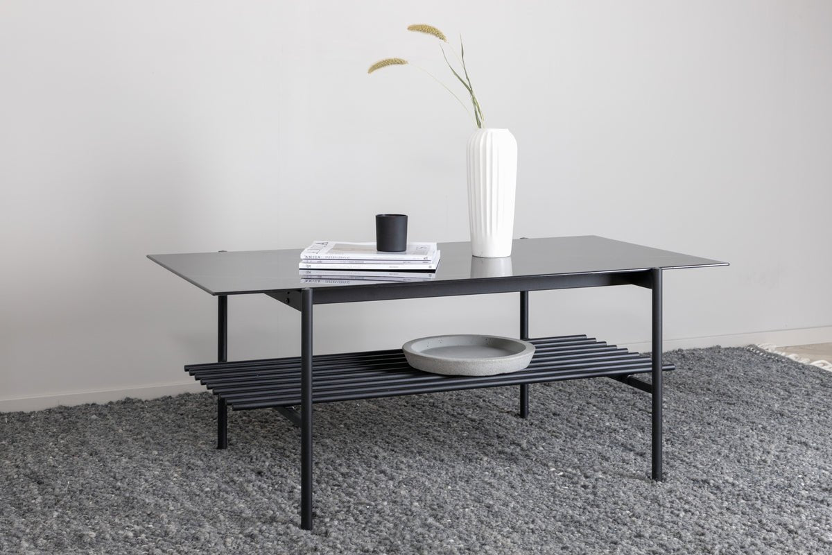 Coffee table Staffan - in black with glass top