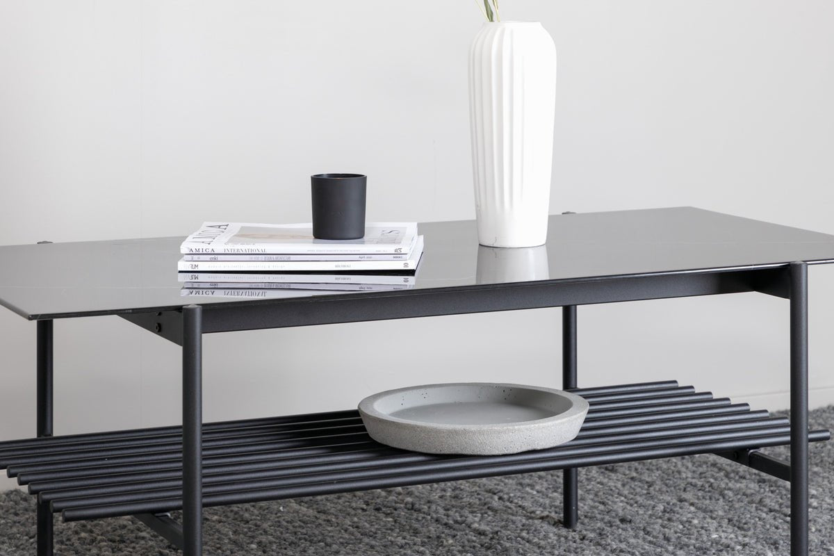 Coffee table Staffan - in black with glass top