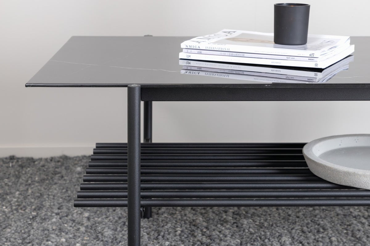 Coffee table Staffan - in black with glass top
