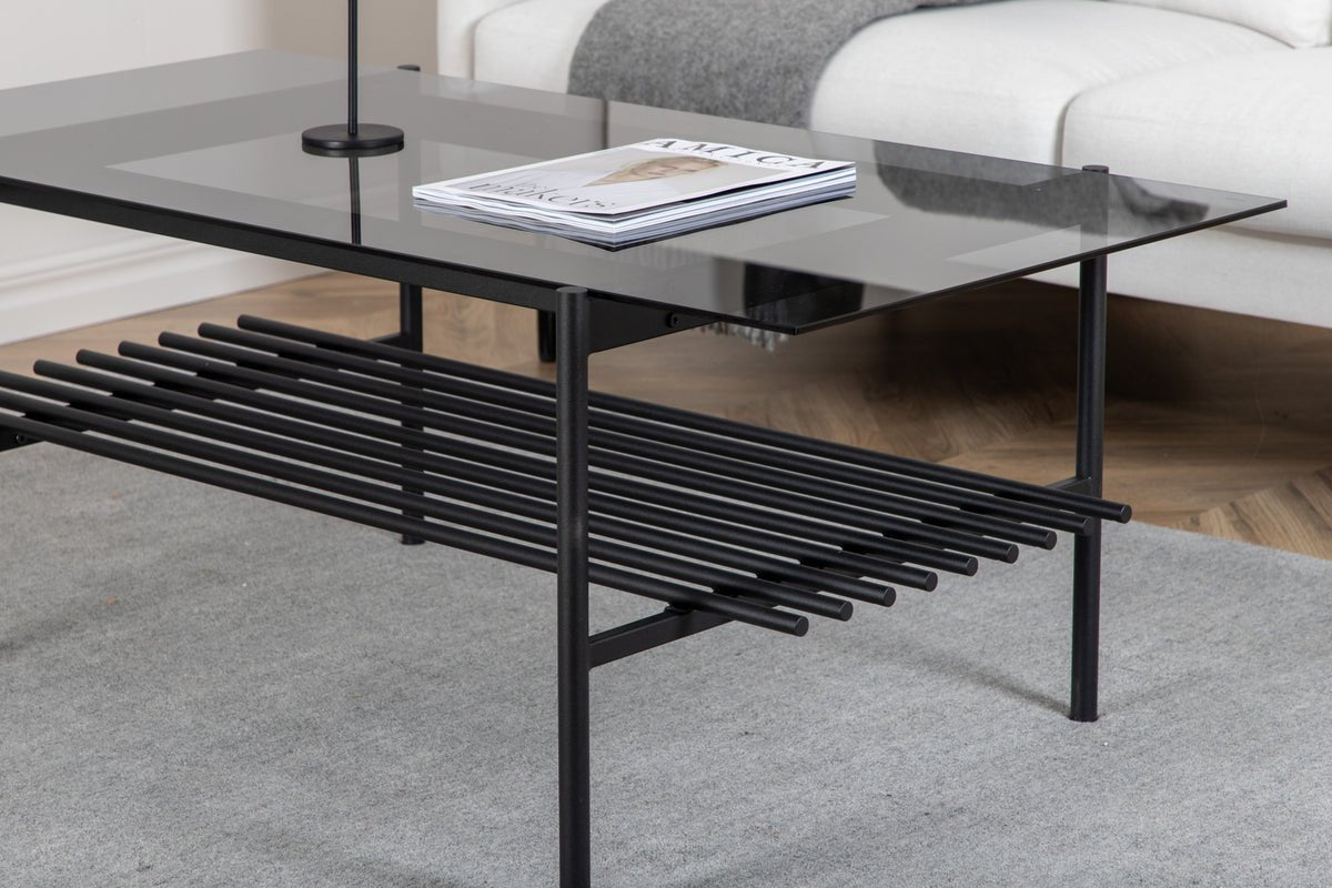 Coffee table Staffan - in black with glass top