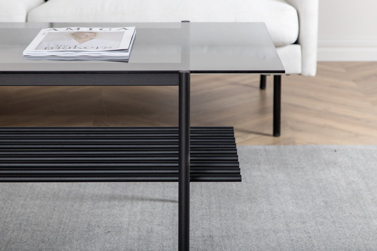 Coffee table Staffan - in black with glass top