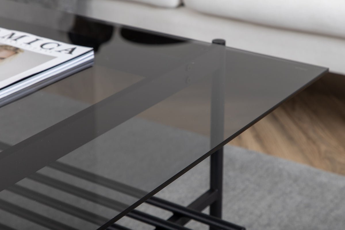 Coffee table Staffan - in black with glass top