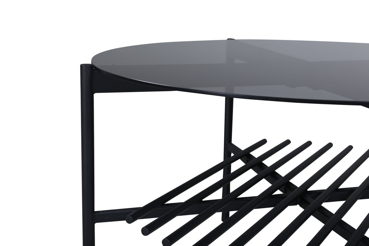Coffee table Staffan round - in black with glass top
