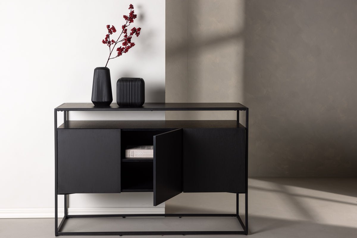 Chest of drawers Merivo – Black, industrial chic with open frame