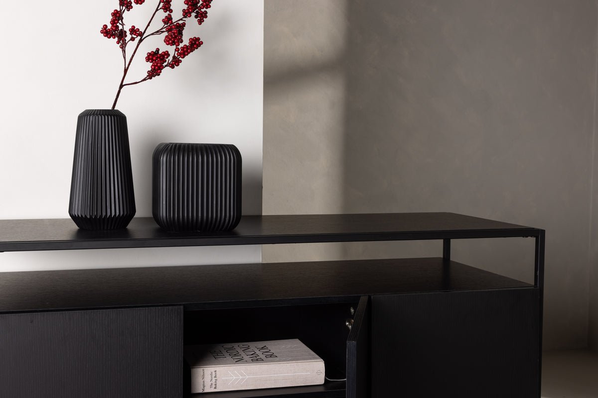 Chest of drawers Merivo – Black, industrial chic with open frame