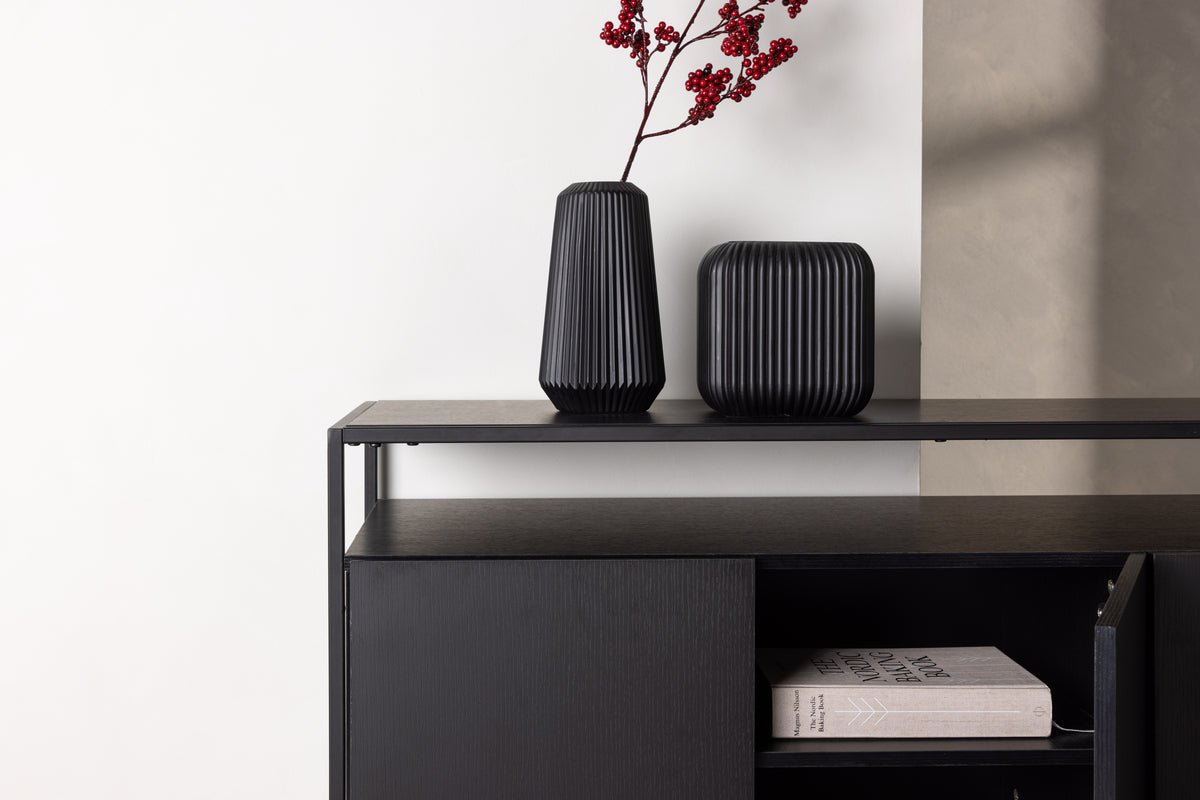 Chest of drawers Merivo – Black, industrial chic with open frame