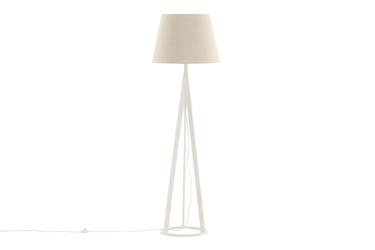 Floor lamp "Nora" – wooden legs and a gentle linen shade for clear moments