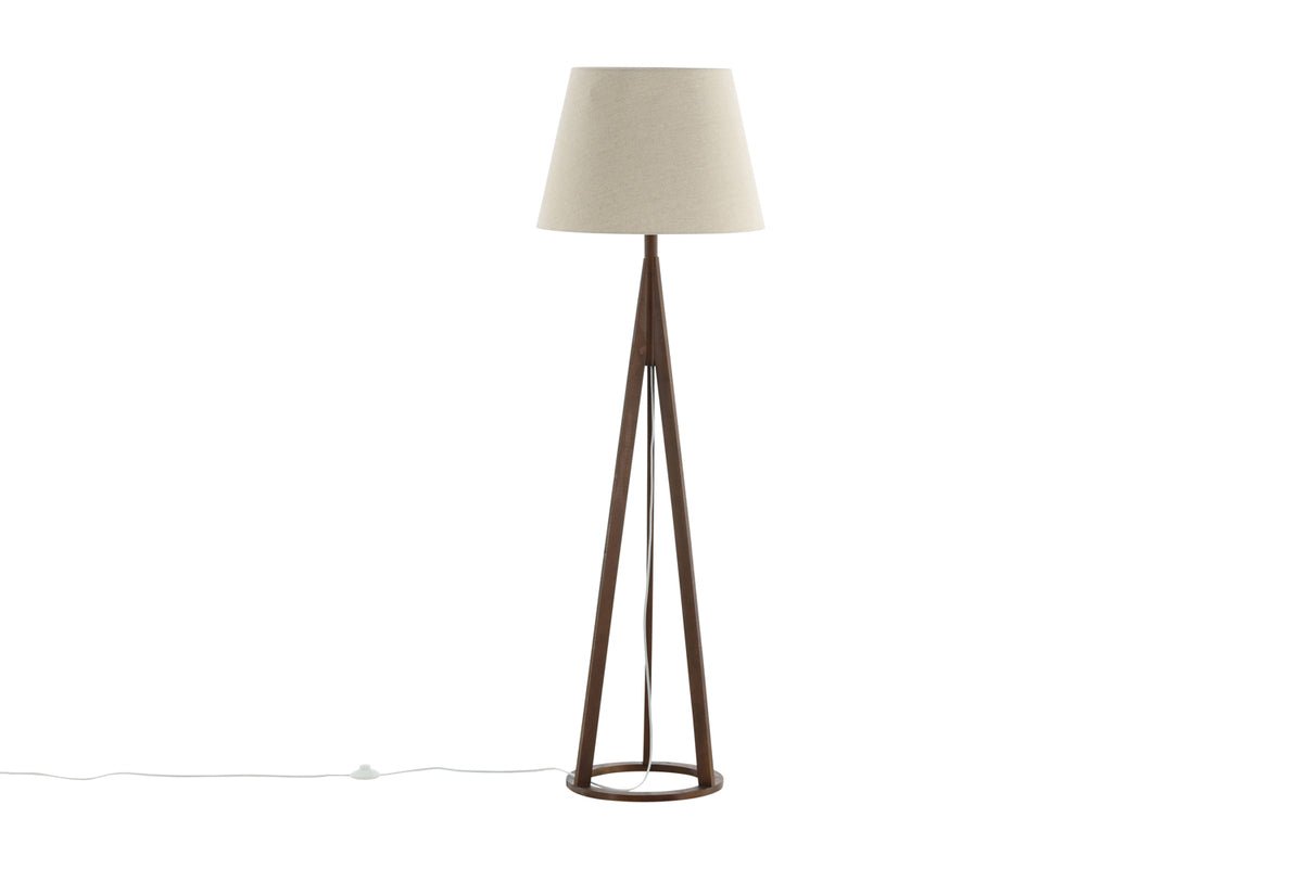 Floor lamp "Nora" – wooden legs and a gentle linen shade for clear moments