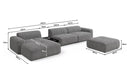 Designer corner sofa Calm with ottoman and side table in bouclé