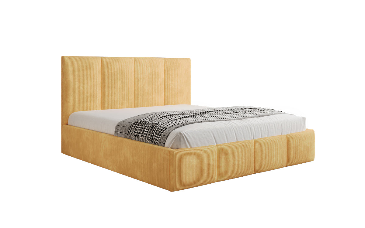 Designer upholstered bed Mina in Corduroy with storage space