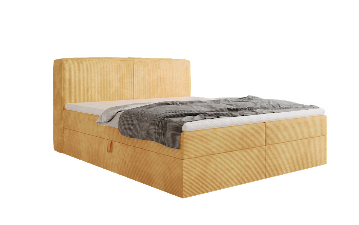 Box spring bed Marea in Corduroy with storage space