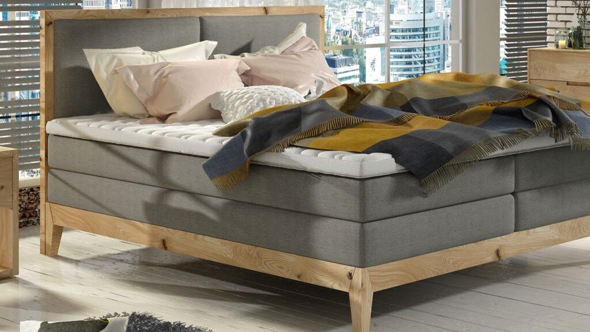 Designer box spring bed/wooden bed Ida made of solid Oak