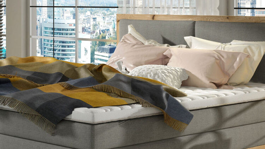 Designer box spring bed/wooden bed Ida made of solid Oak