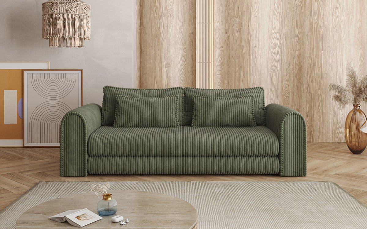 Designer Sofa Lil Buddy 3-seater with sleeping function and storage in wide corduroy