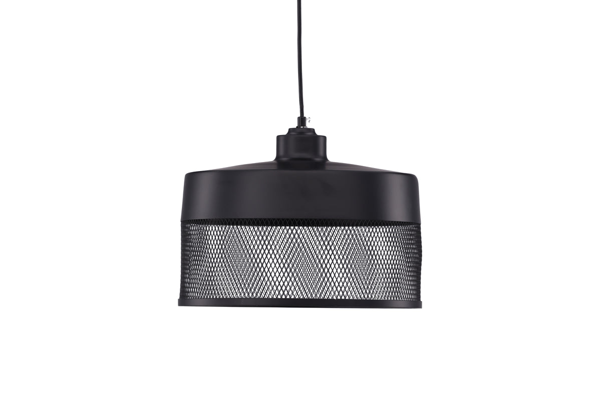 Pendant lamp "Jolina" – made of matte black iron with decorative mesh shade