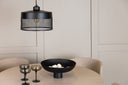 Pendant light Jolina – made of matte black iron with a decorative mesh shade