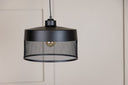 Pendant light Jolina – made of matte black iron with a decorative mesh shade