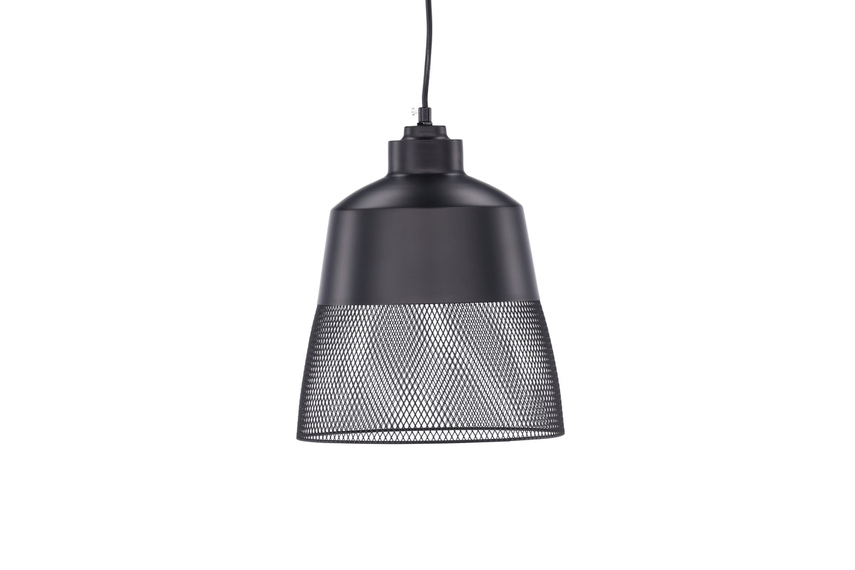 Pendant lamp "Jolina" – made of matte black iron with decorative mesh shade