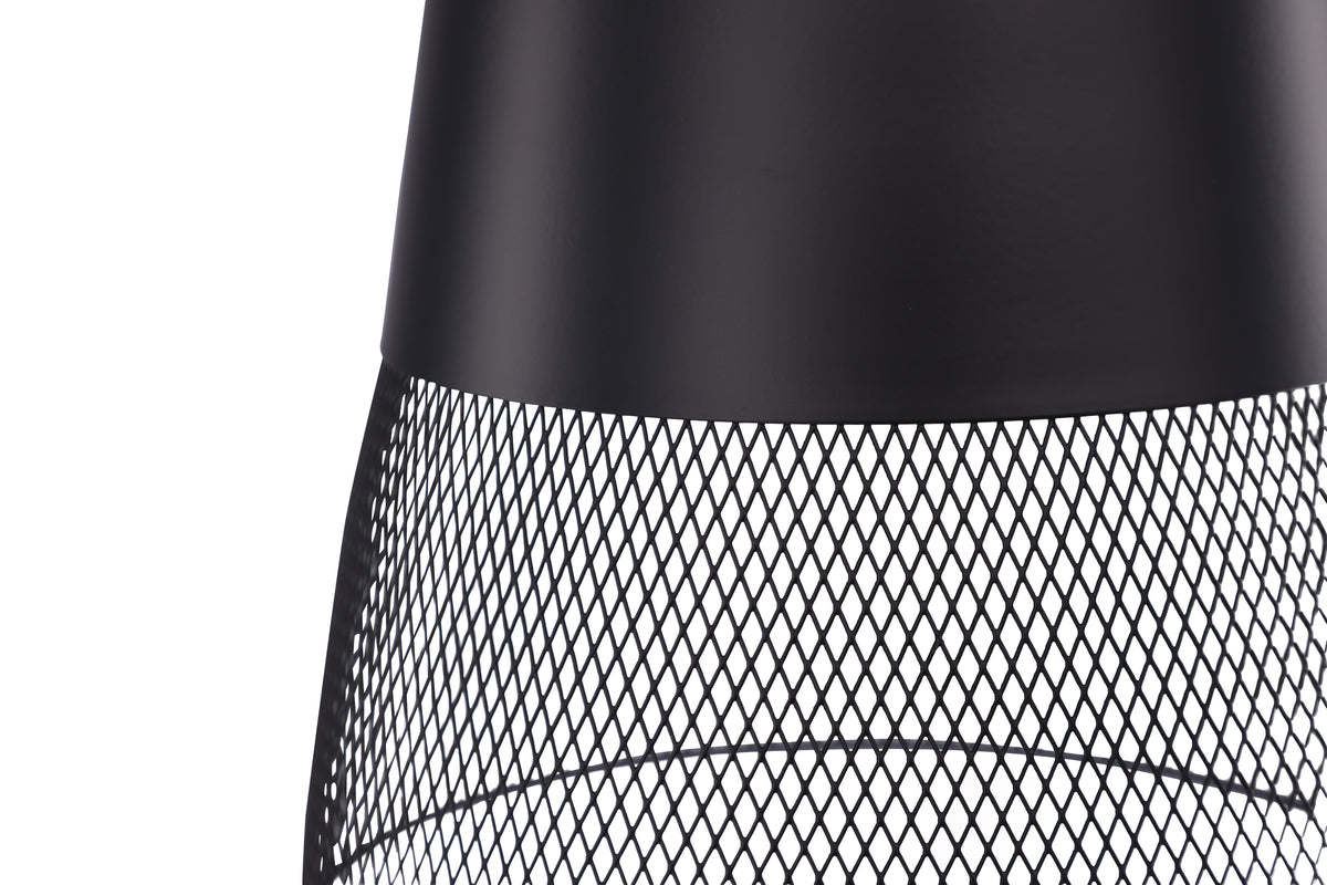 Pendant lamp "Jolina" – made of matte black iron with decorative mesh shade