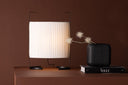 Floor lamp Elvra – Fabric shade in Beige with black metal frame (Height 48 cm)
