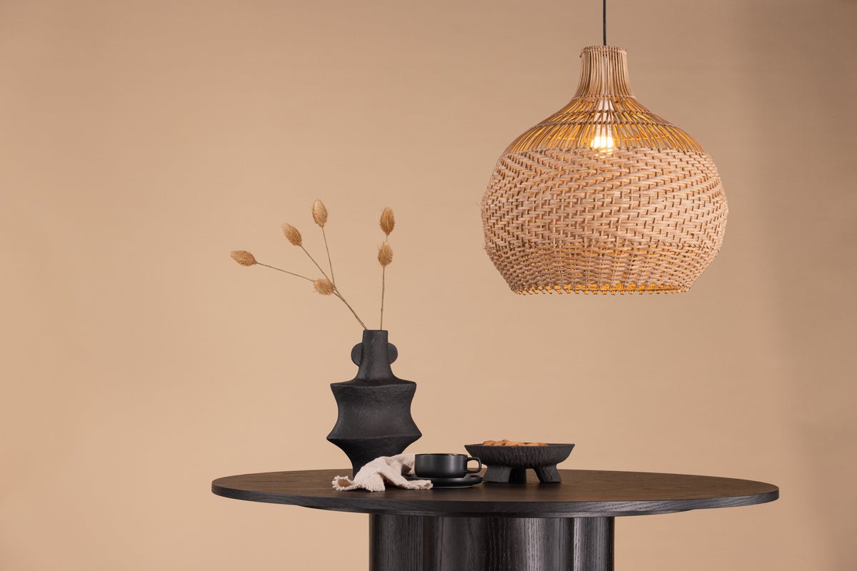 Pendant lamp "Ghanzi" – Light rattan shade with woven pattern