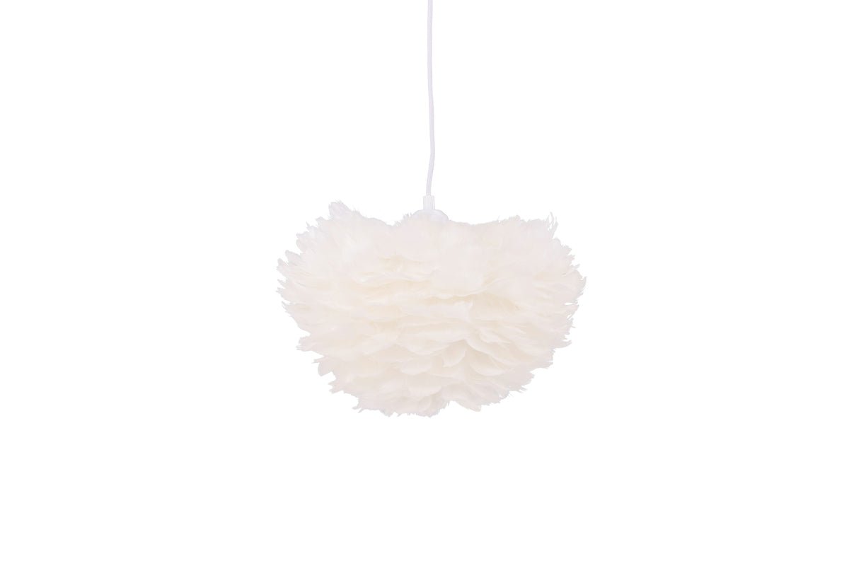 Pendant lamp "Pilanesberg White" – lampshade made of artificial feathers