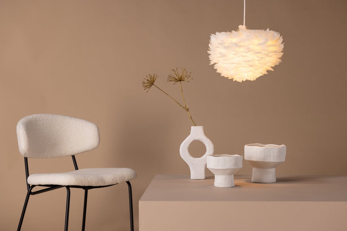 Pendant lamp "Pilanesberg White" – lampshade made of artificial feathers