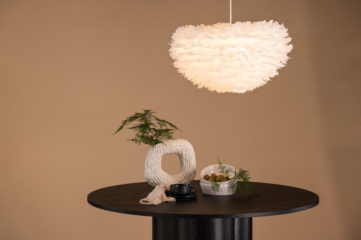 Pendant lamp "Pilanesberg White" – lampshade made of artificial feathers