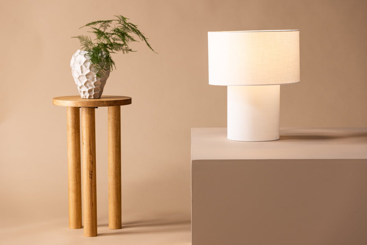 Table lamp "Gloria" – lamp base and lampshade made of fine linen fabric