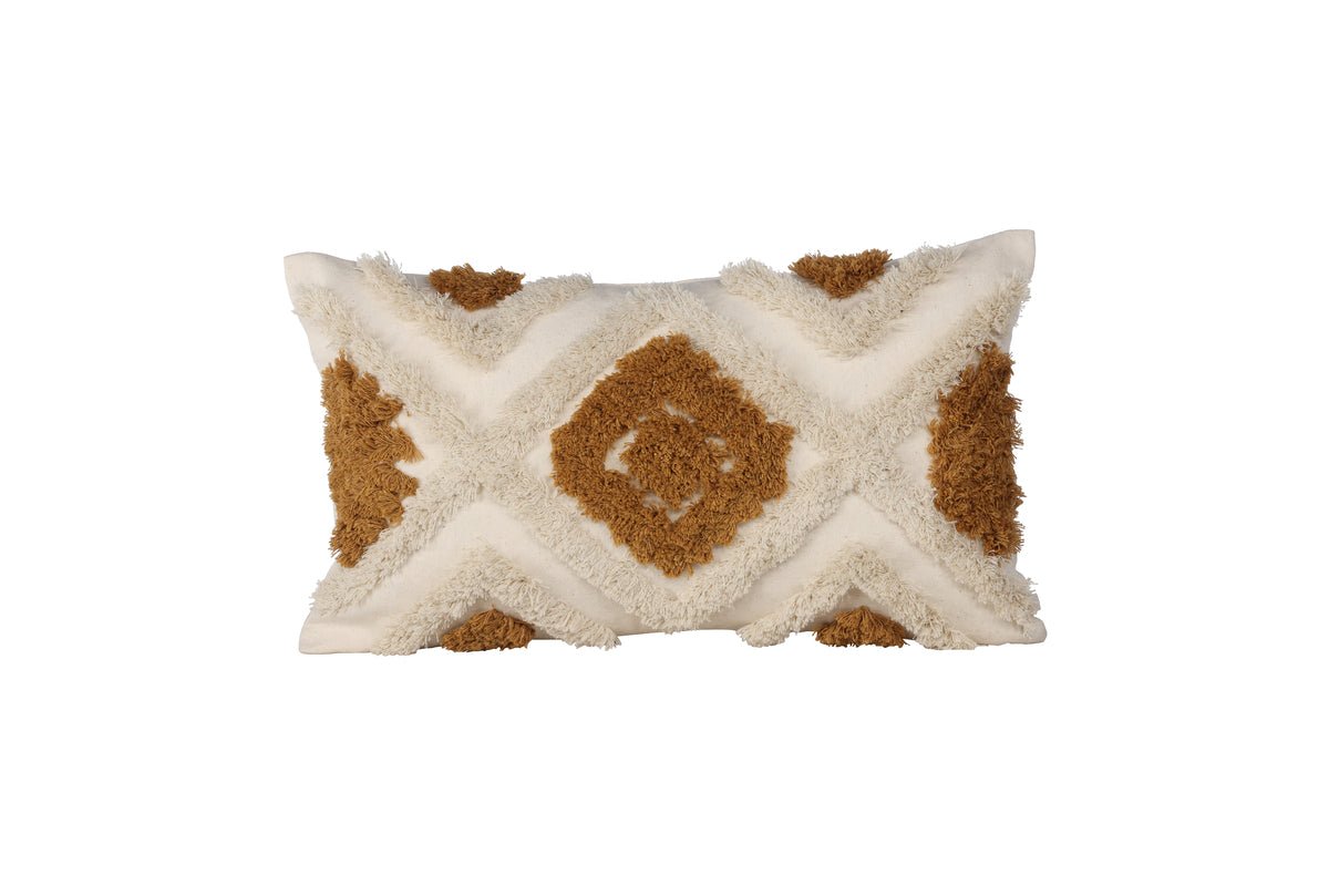 Cushion Cover Cadiz - 50x30 cm with Brown-White Diamond Pattern