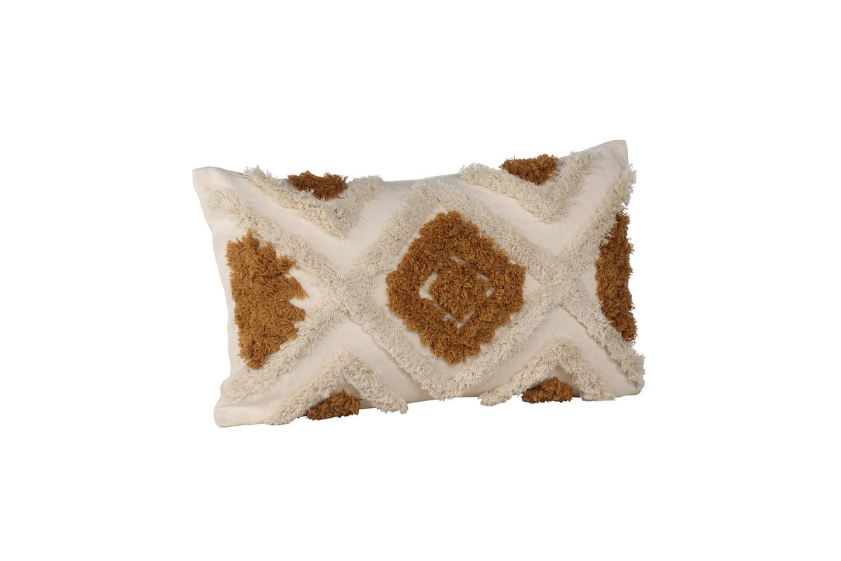 Cushion Cover Cadiz - 50x30 cm with Brown-White Diamond Pattern