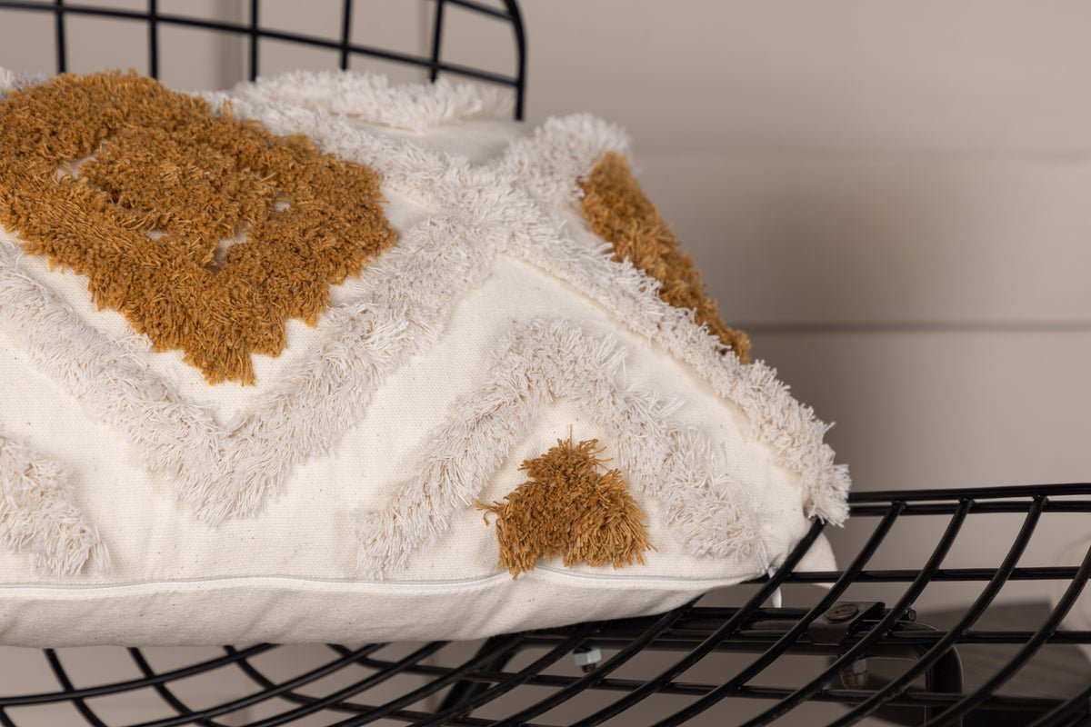 Cushion Cover Cadiz - 50x30 cm with Brown-White Diamond Pattern