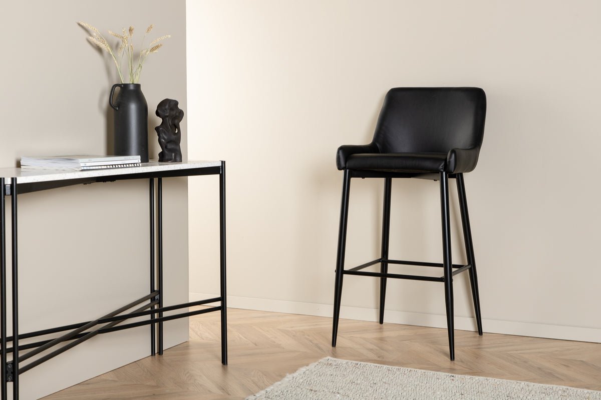 2-piece set - Bar stool Leonardo in black leather look