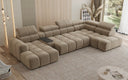 Designer sofa living area Mia with electric seat extension in chenille