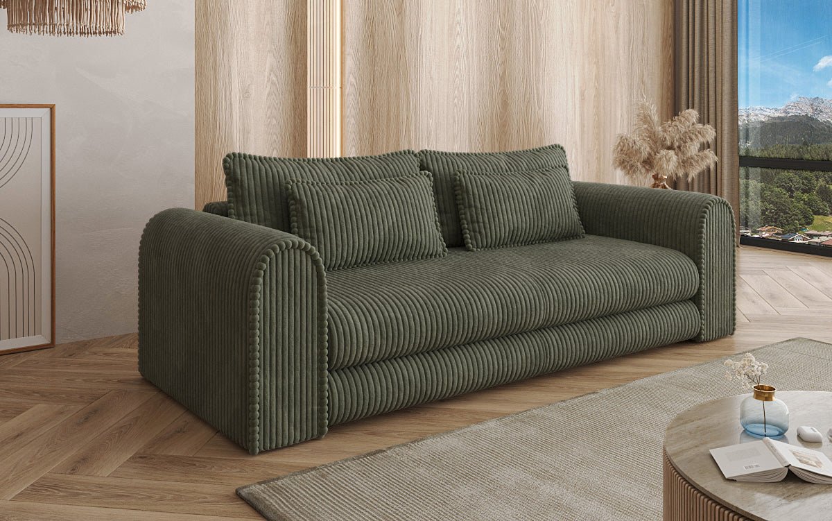 Designer Sofa Lil Buddy 3-seater with sleeping function and storage in wide corduroy